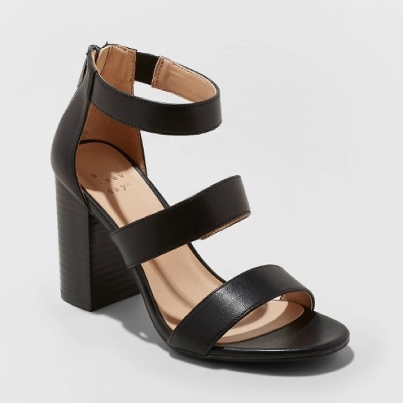 a new day Shoes - A New Day Faux-Leather Triple Band Block Heels